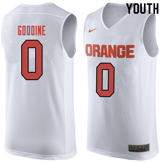 Youth #0 Brycen Goodine Syracuse White College Basketball Jerseys Sale-Orange